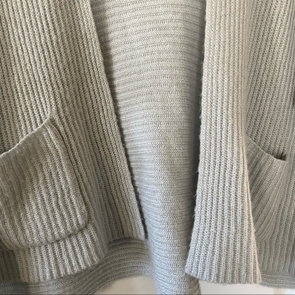 Anthropologie Wooden Ships Silver Grey Open Front Cardigan Sweater with Pockets - Picture 6 of 14